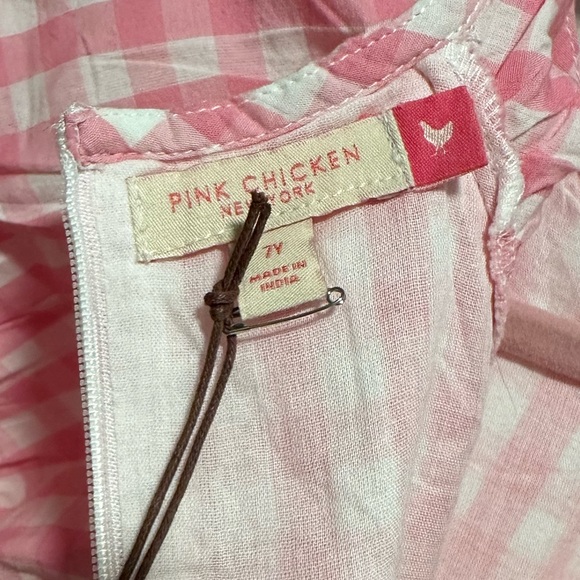 Pink Chicken- Pink White Gingham long/maxi Dress  - Size 7 Girls - NWT - Picture 6 of 6